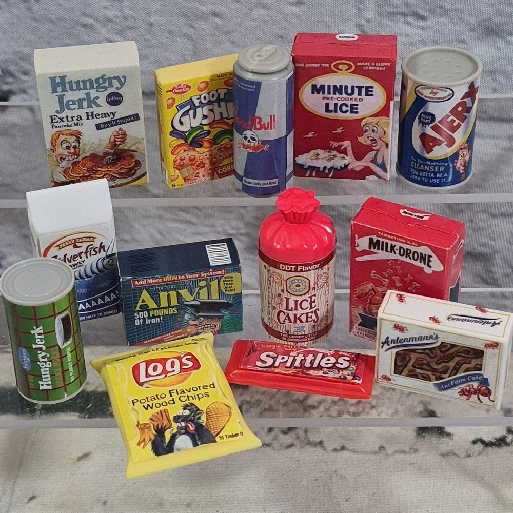TOPPS Wacky Packages 3D minis Hungry Jerk Lice Cakes Dead Bull Spittles Lot 13